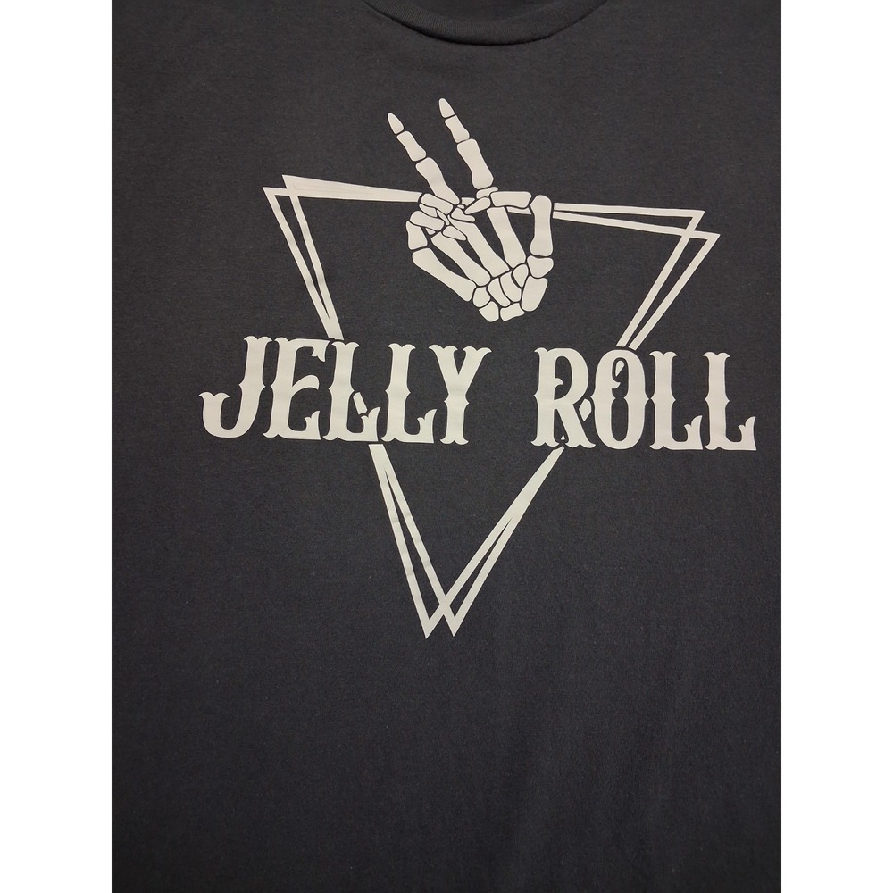 Jelly Roll T Shirt Mens XL Black Skeleton Peace Sign Graphic Country Music Tee - Picture 5 of 7